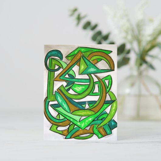 ジオメトリの宿題 – 抽象芸術アートはがき ポストカード (スタンド正面)