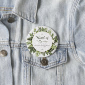 ジオメトリの緑の葉のフレームブライダルパーティロール 缶バッジ (インサイチュ)