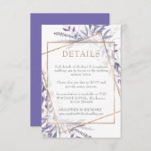 ジオメトリの葉が紫の詳細エンクロージャカード 出欠カード (正面/裏面)