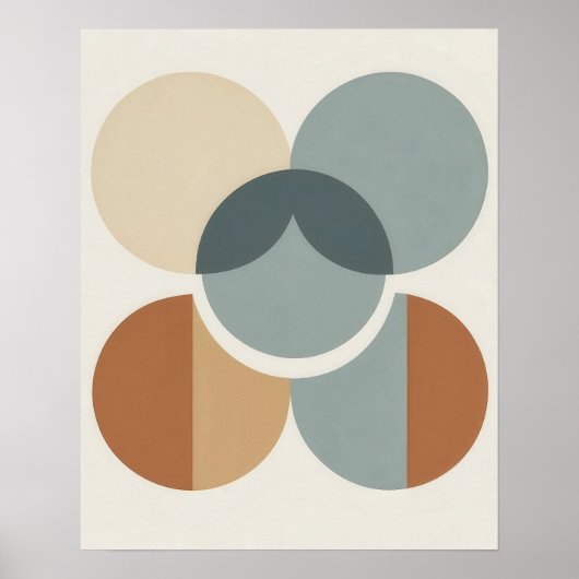ジオメトリの重なり合う円モダンのウォールアート ポスター (正面)