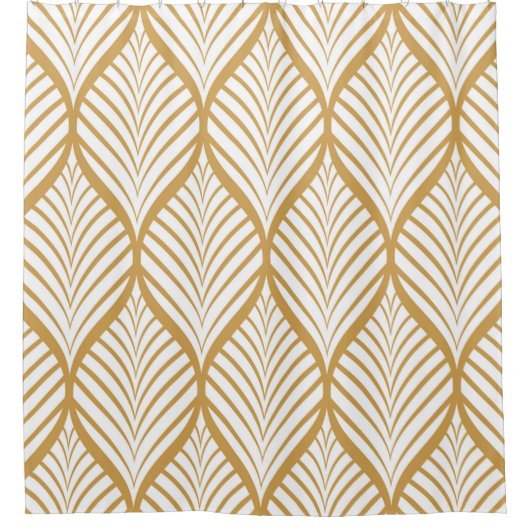 ジオメトリイラストレーションのシームレス葉なヴィンテージ  シャワーカーテン (正面)