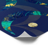 ジオメトリオブジェクトモデル記号金ゴールドと大理石 ポスター (角)