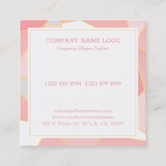 ジオメトリカラフルシェイプの背景 スクエア名刺 (裏面)