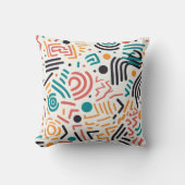 ジオメトリカラフル形状と円のシームレスな配置 クッション (正面)