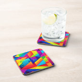 ジオメトリカラー万華鏡のように千変万化するパターン コースター (右側)