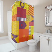 ジオメトリグラフィック抽象芸術の背景、ヴィンテージの不良 シャワーカーテン (インサイチュ)