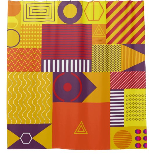 ジオメトリグラフィック抽象芸術の背景、ヴィンテージの不良 シャワーカーテン (正面)