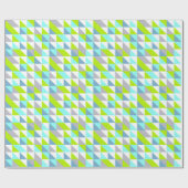 ジオメトリグリーン、青い白いグレーの三角形パターン ラッピングペーパー (フラット)