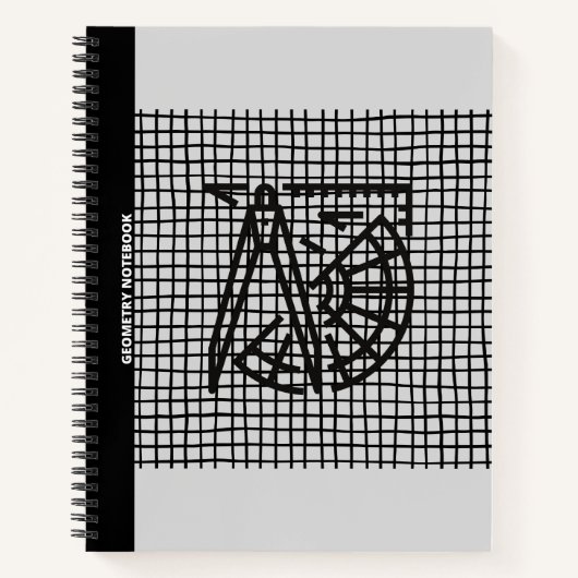 ジオメトリコンパス&分度器（ライトグレー）ノートブック ノートブック (正面)