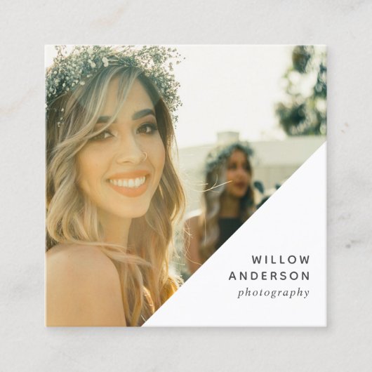 ジオメトリコーナー | モダンミニマル写真 スクエア名刺 (正面)