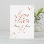 ジオメトリスクリプト押された日付を保存 箔招待状 (立ち正面)