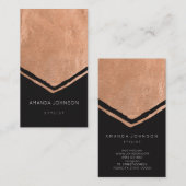 ジオメトリスタイリストイベントブラックピンクローズ金ゴールドブラシ 名刺 (正面/裏面)