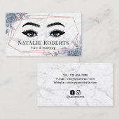 ジオメトリダスティブルーフローラ大理石美しいサロン 名刺 (正面/裏面)