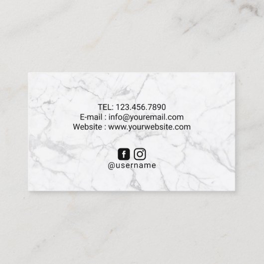 ジオメトリダスティブルーフローラ大理石美しいサロン 名刺 (裏面)