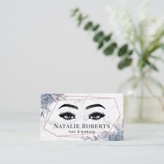 ジオメトリダスティブルーフローラ大理石美しいサロン 名刺 (スタンド正面)