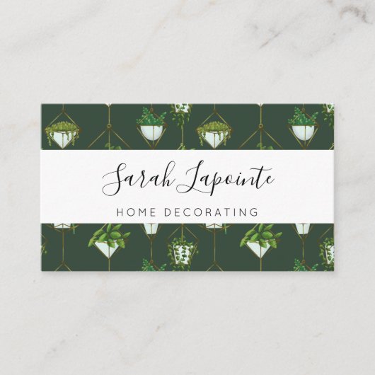 ジオメトリックつるズハウスプラントパターン – ホームデコール 名刺 (正面)