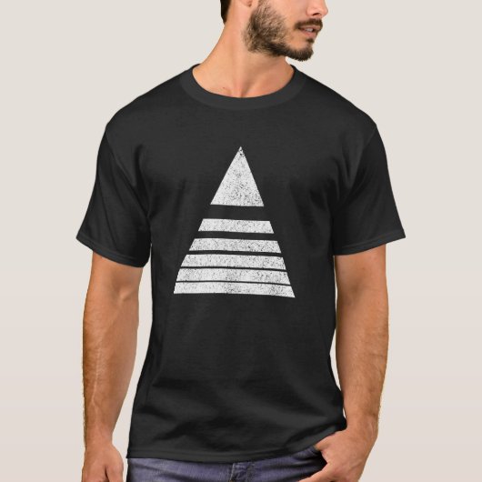 ジオメトリックなスライスされた三角形の線の形状ジオメトリ距離 Tシャツ (正面)