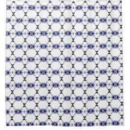 ジオメトリックなネイビーの白黒シャワーカーテン シャワーカーテン