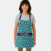 ジオメトリックなネイビーミニマルブラックパターン エプロン (インサイチュ)