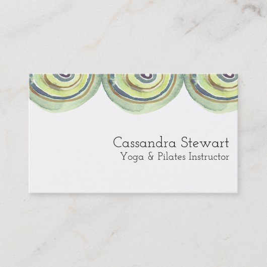 ジオメトリックな水の色のデザイン円グリーンアーチ 名刺 (正面)