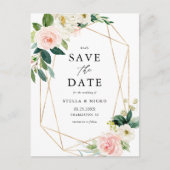 ジオメトリックな水の色の春開花日付の保存 案内ポストカード (正面)