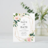 ジオメトリックな水の色の春開花日付の保存 案内ポストカード (スタンド正面)