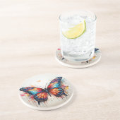 ジオメトリックな水色バターリー コースター (側面)