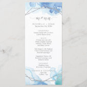 ジオメトリックな水色 |シルバーディナーメニューカード メニュー (正面)