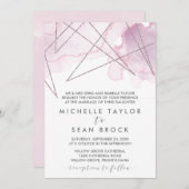 ジオメトリックな水色 |赤面フォーマル結婚の 招待状 (正面/裏面)