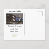 ジオメトリックな葉のSave the Date ポストカード (裏面)