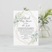 ジオメトリックな葉仮想ベビーシャワー招待状 招待状 (スタンド正面)