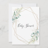 ジオメトリックな葉仮想ベビーシャワー招待状 招待状 (裏面)