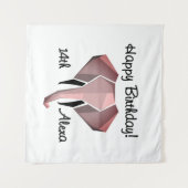 ジオメトリックな象の頭の誕生日 年齢と名前 タペストリー (正面(横))