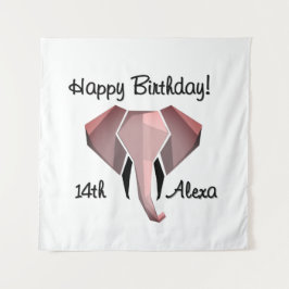 ジオメトリックな象の頭の誕生日 年齢と名前 タペストリー