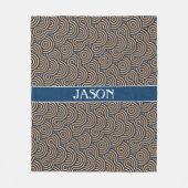 ジオメトリックな黄色の青パタミニマルーン フリースブランケット (正面)