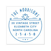 ジオメトリックアールデコ名とラウンド差出人住所 セルフインキングスタンプ (デザイン)