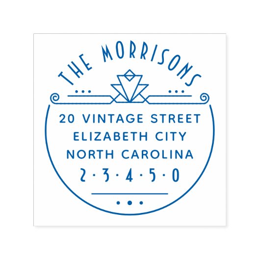 ジオメトリックアールデコ名とラウンド差出人住所 セルフインキングスタンプ (デザイン)