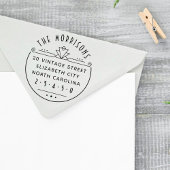 ジオメトリックアールデコ名とラウンド差出人住所 セルフインキングスタンプ