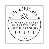 ジオメトリックアールデコ名とラウンド差出人住所 ラバースタンプ (インプリント)