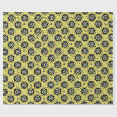 ジオメトリックイエローとブラックスタイリッシュシックなパターン ラッピングペーパー (フラット)