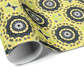 ジオメトリックイエローとブラックスタイリッシュシックなパターン ラッピングペーパー (ロールコーナー)