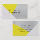 ジオメトリックイエローグレーメタリックモダンカラーブロック 名刺 (正面/裏面)