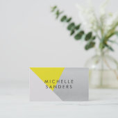 ジオメトリックイエローグレーメタリックモダンカラーブロック 名刺 (スタンド正面)