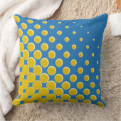 ジオメトリックイエローブルーハーフトーンのドット クッション (ブランケット)
