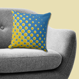 ジオメトリックイエローブルーハーフトーンのドット クッション