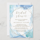 ジオメトリックウォーターのカラーブライダルシャワー 招待状 (正面)