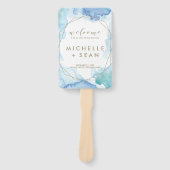 ジオメトリックウォーターのカラー結婚式 プログラム ハンドファン (正面)