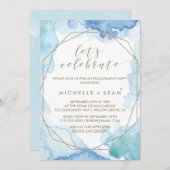 ジオメトリックウォーターカラー　お祝いしよう 招待状 (正面/裏面)