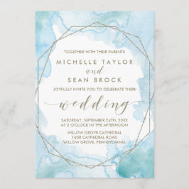 ジオメトリックウォーター結婚カラー 招待状