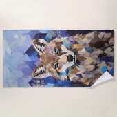 ジオメトリックウルフマウンテンブランケット ビーチタオル (正面)